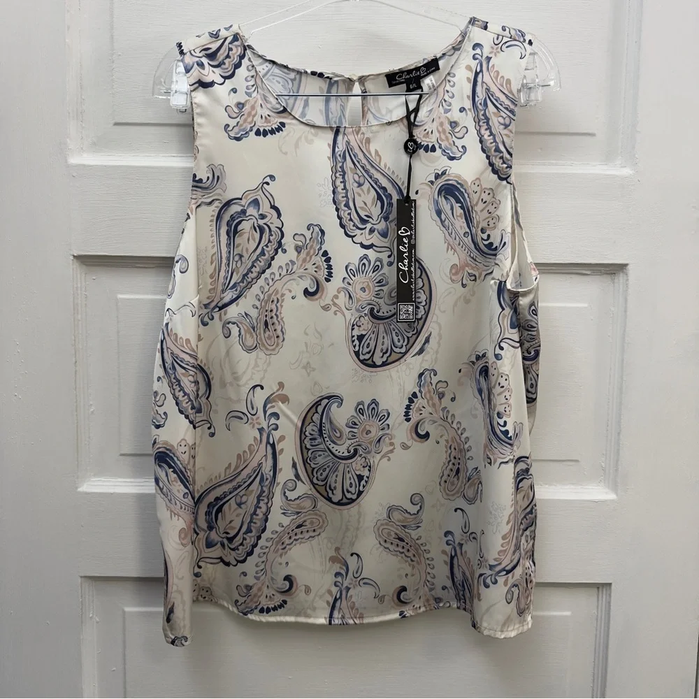 Paisley Print Sleeveless Top Charlie B Women L - Picture 1 of 11